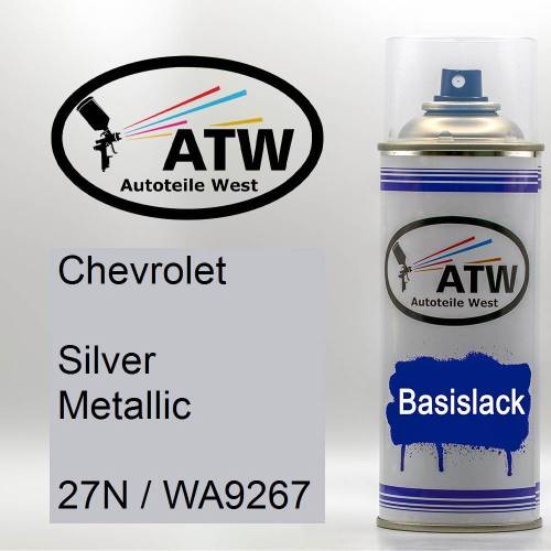 Chevrolet, Silver Metallic, 27N / WA9267: 400ml Sprühdose, von ATW Autoteile West.